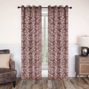Superior Leaves 2-Pack Blackout Grommet Window Curtain Panels, 52"X63" Copper